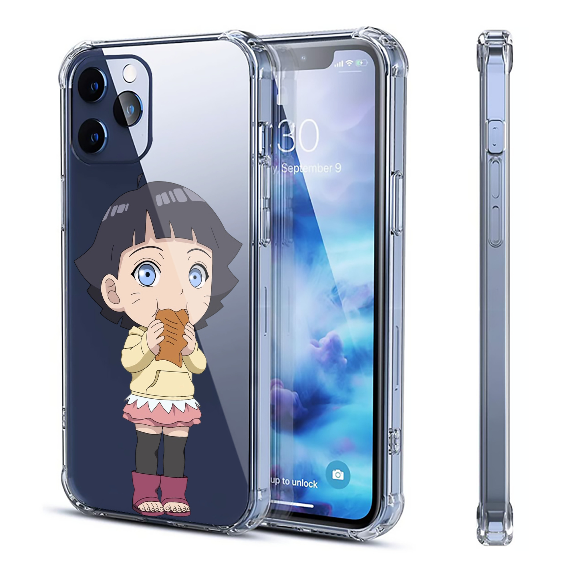 （画像用） NARUTO -ナルト- うずまき ヒマワリ Uzumaki Himawari 【iPhone 12シリーズ対応】透明スマホケース（クリアソフトケース）